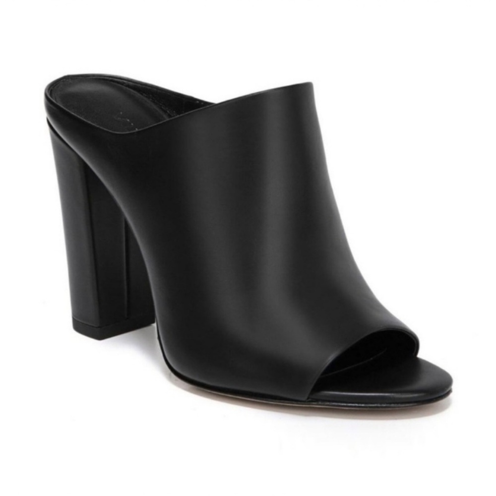Vince Alora Leather Heeled Mules Size 7 Black